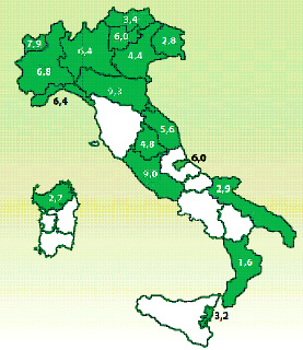 Figura 1 - Tasso annuale di incidenza per 100.000 residenti